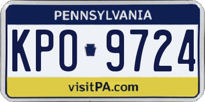 PA license plate KPO9724