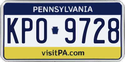 PA license plate KPO9728