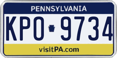 PA license plate KPO9734