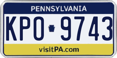 PA license plate KPO9743