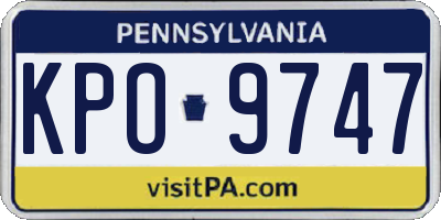 PA license plate KPO9747