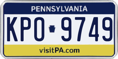 PA license plate KPO9749