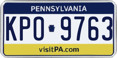 PA license plate KPO9763
