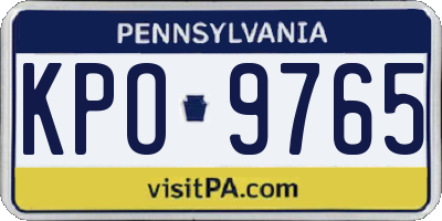 PA license plate KPO9765