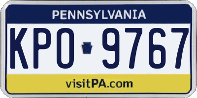 PA license plate KPO9767