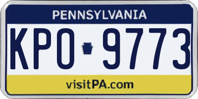 PA license plate KPO9773