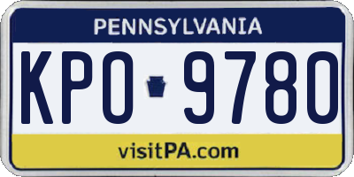 PA license plate KPO9780