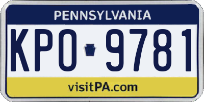 PA license plate KPO9781