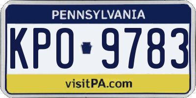 PA license plate KPO9783