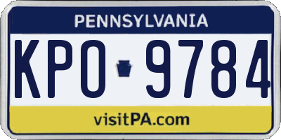 PA license plate KPO9784