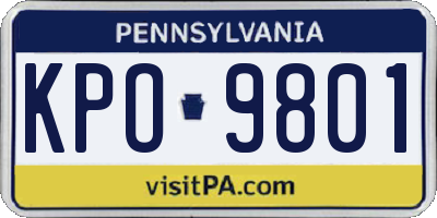 PA license plate KPO9801