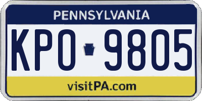 PA license plate KPO9805