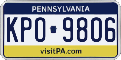 PA license plate KPO9806