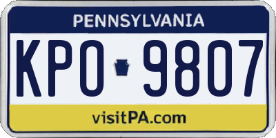 PA license plate KPO9807