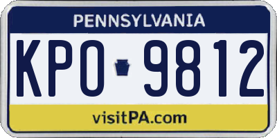 PA license plate KPO9812