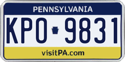 PA license plate KPO9831