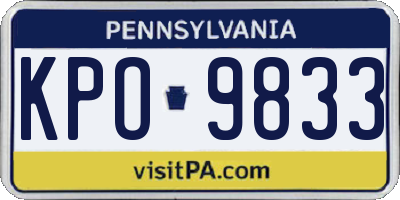 PA license plate KPO9833