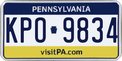 PA license plate KPO9834