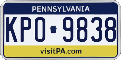 PA license plate KPO9838