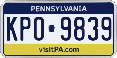 PA license plate KPO9839