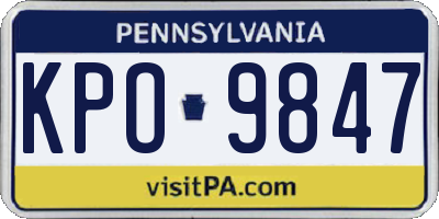 PA license plate KPO9847