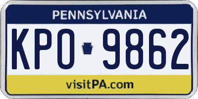 PA license plate KPO9862
