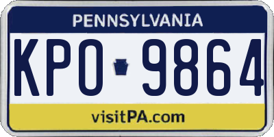 PA license plate KPO9864