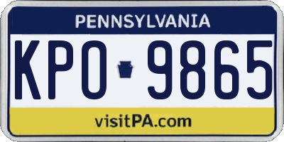 PA license plate KPO9865