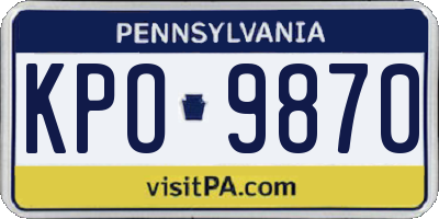 PA license plate KPO9870
