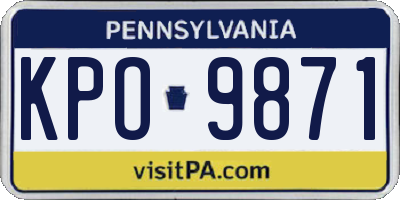 PA license plate KPO9871