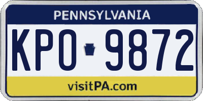 PA license plate KPO9872