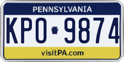 PA license plate KPO9874