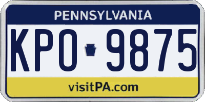 PA license plate KPO9875