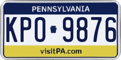 PA license plate KPO9876