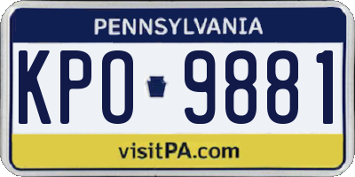 PA license plate KPO9881