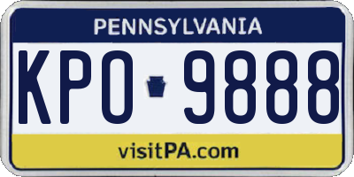 PA license plate KPO9888