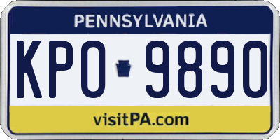 PA license plate KPO9890