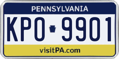 PA license plate KPO9901