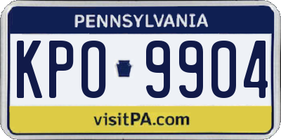 PA license plate KPO9904