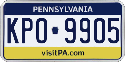 PA license plate KPO9905