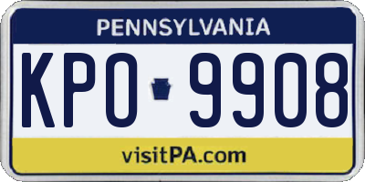 PA license plate KPO9908