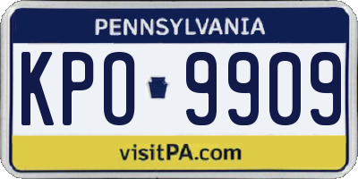 PA license plate KPO9909