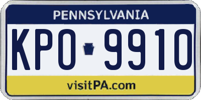 PA license plate KPO9910