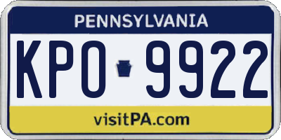 PA license plate KPO9922