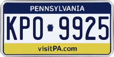 PA license plate KPO9925