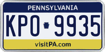PA license plate KPO9935