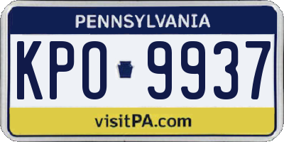 PA license plate KPO9937