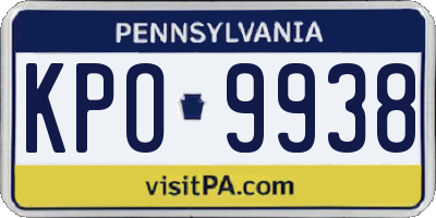 PA license plate KPO9938