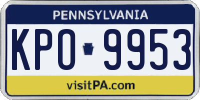 PA license plate KPO9953