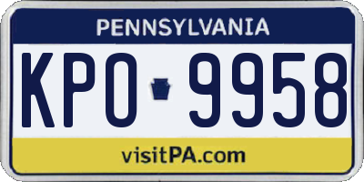 PA license plate KPO9958
